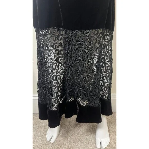 VINTAGE JESSICA MCCLINTOCK VELVET AND LACE STEVIE NICKS DRESS 6 - Picture 5 of 9